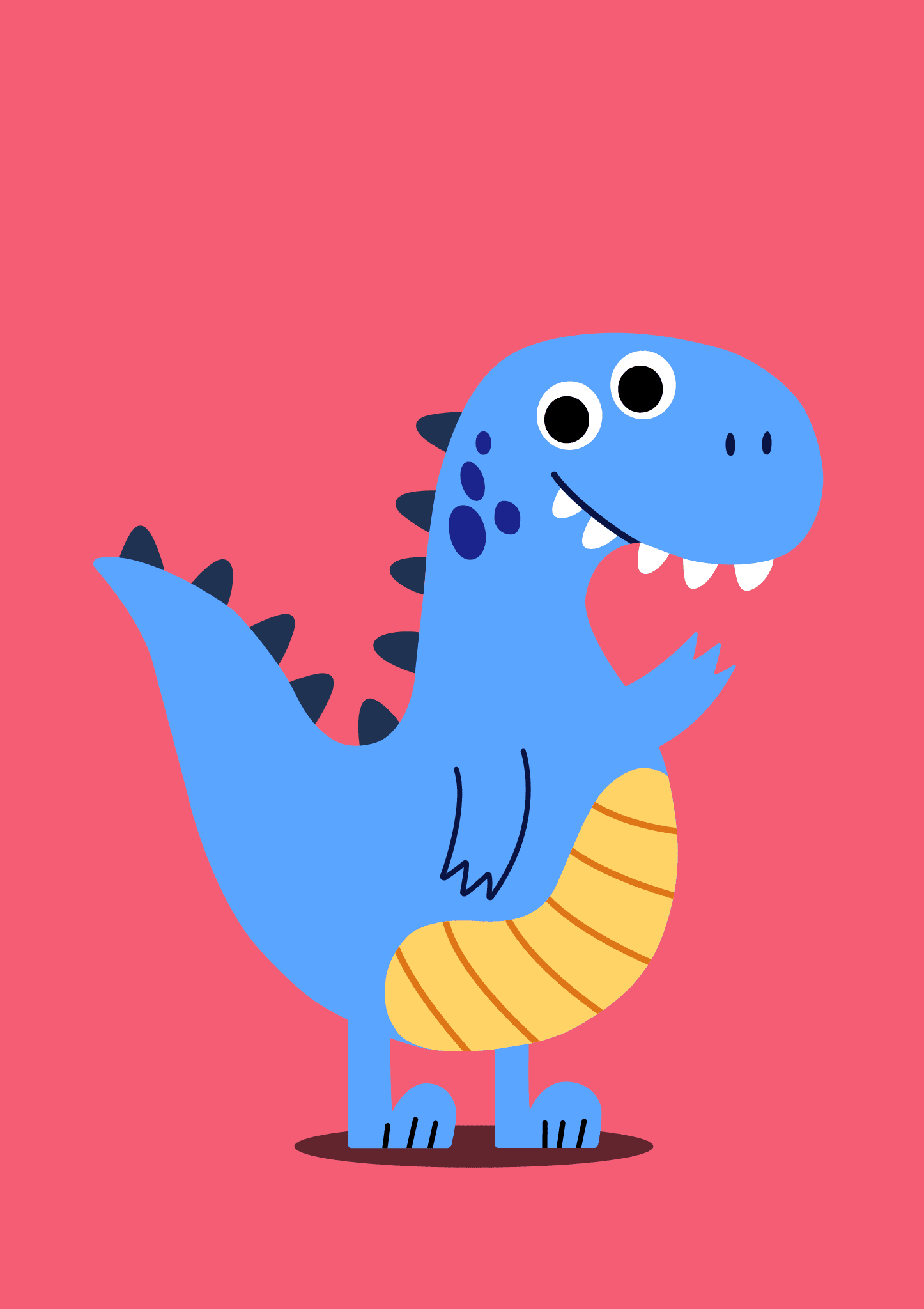 Vector illustration of a blue smiley T-Rex.